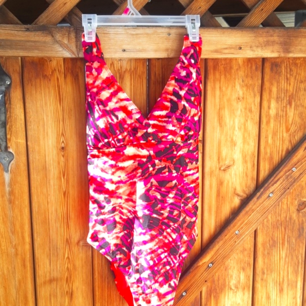 George Red and purple 1pc swimsuit